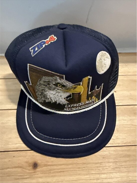 Rare Vintage Official USPS Express Mail Hat 3D Puffy Print Mesh Back NOS 80s main image 7